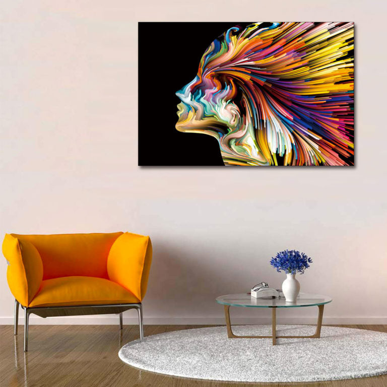 SU-22304 DANE Colorful Lady Facing Left Wall Art Print TG