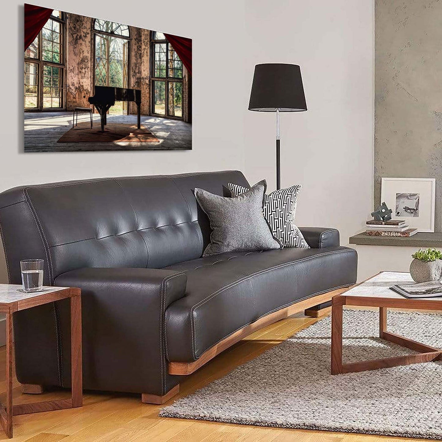 SU-43557 LEXOR Black Piano Tempered Glass Print