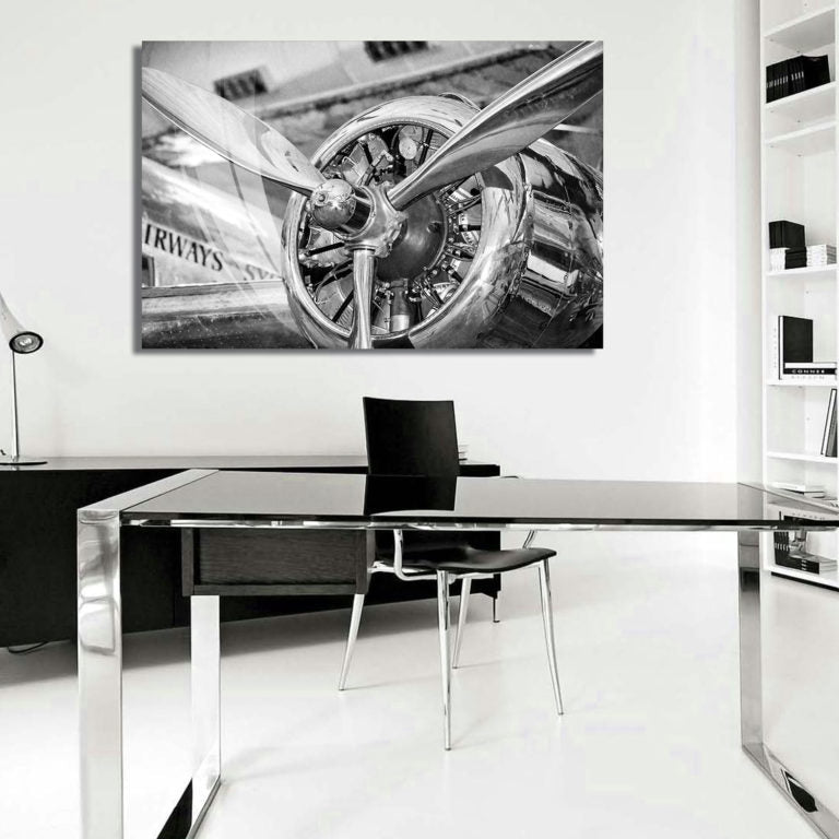 TROY Grey Airplane Propeller Wall Art Print TG