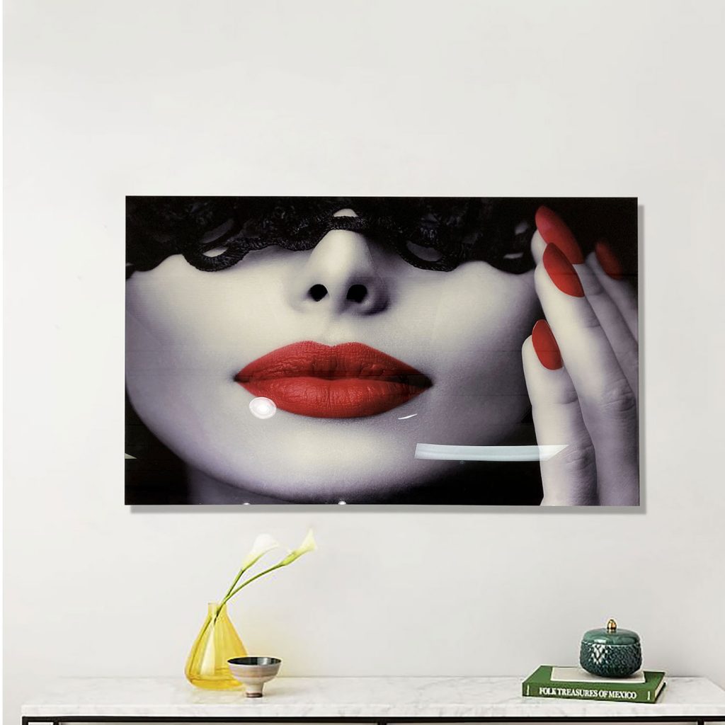 SCARLET Red-Lipped Beauty Portrait Modern Wall Art TG
