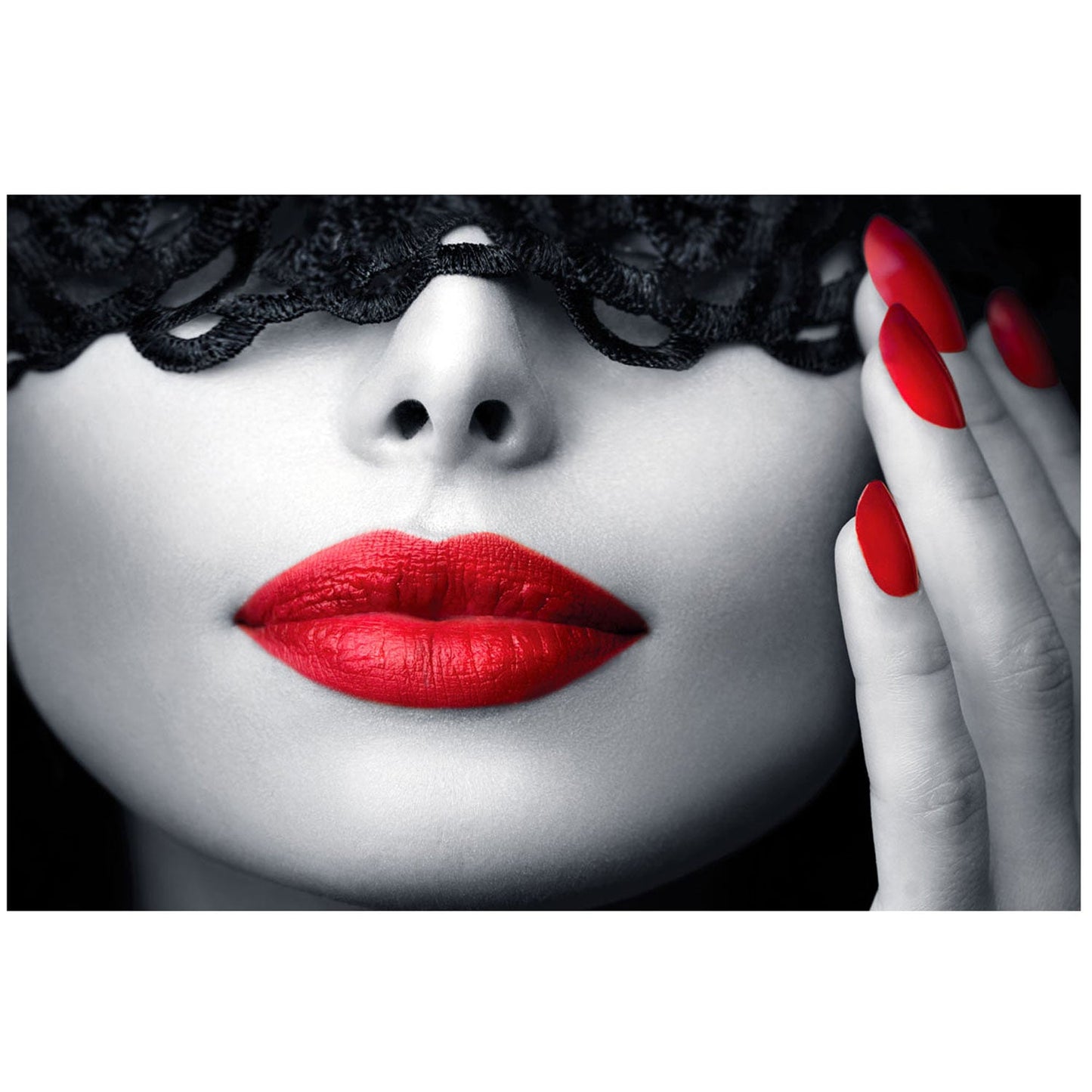 SCARLET Red-Lipped Beauty Portrait Modern Wall Art TG