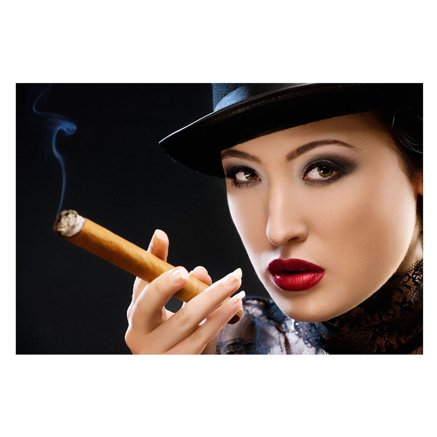 SU-72398 PIROX Lady with Cigar Tempered Glass Print