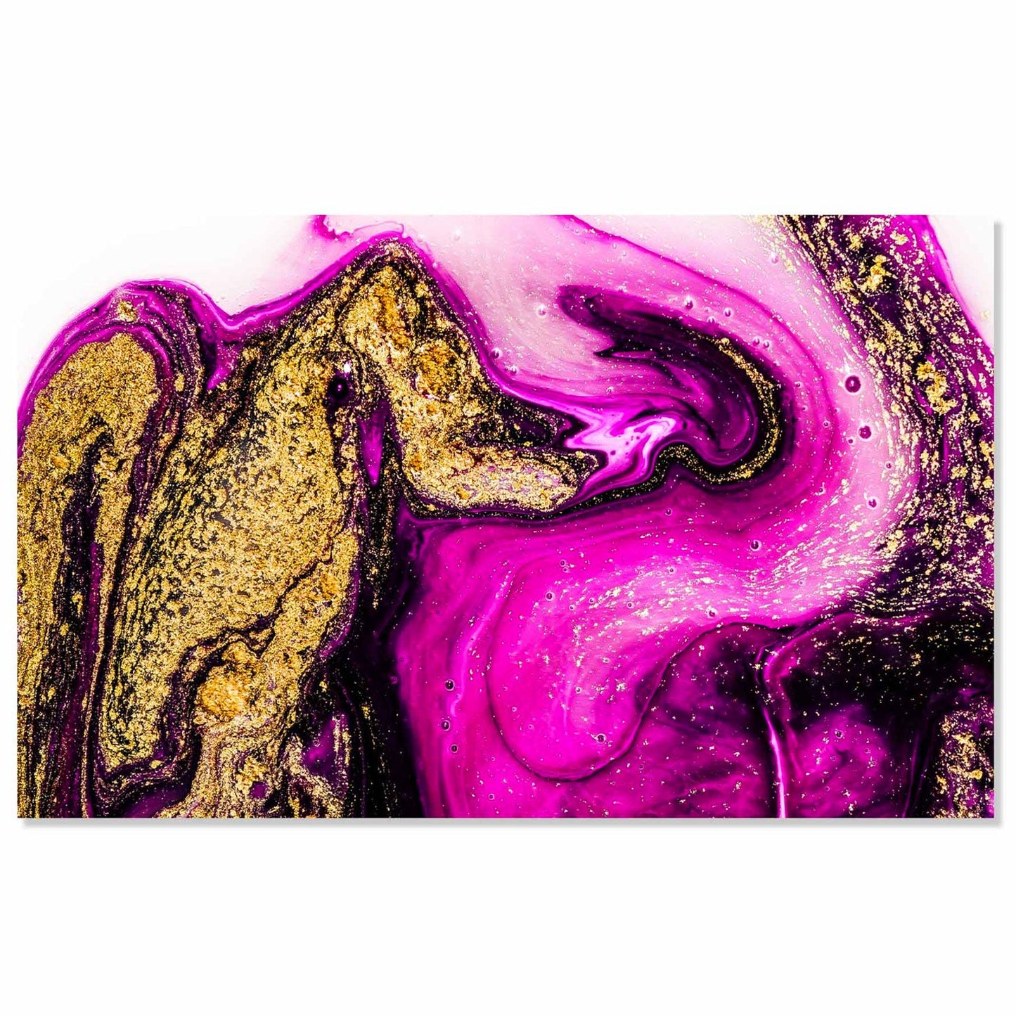 SU-82008 LUSTER Fuchsia and Gold Abstract Tempered Glass Print