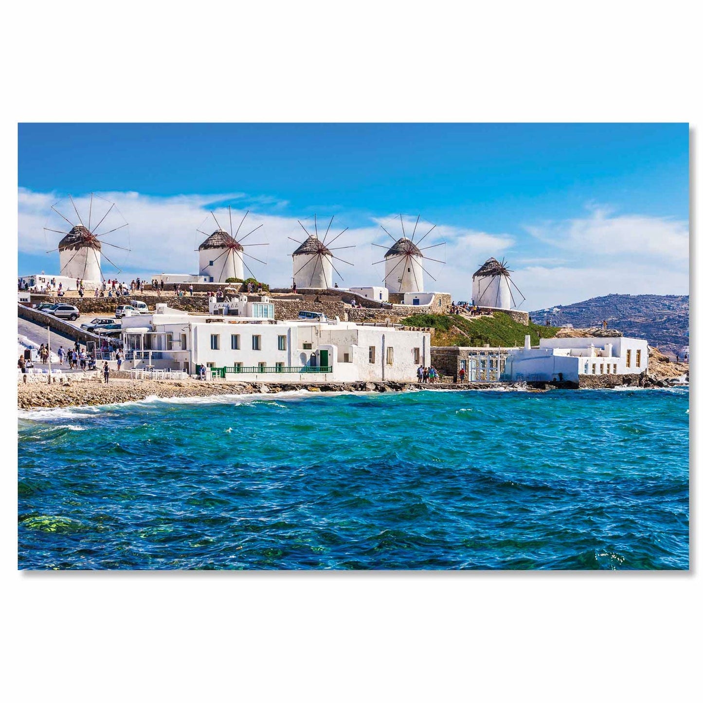 SU-82019 RYMAR Windmills in Greece Tempered Glass Print