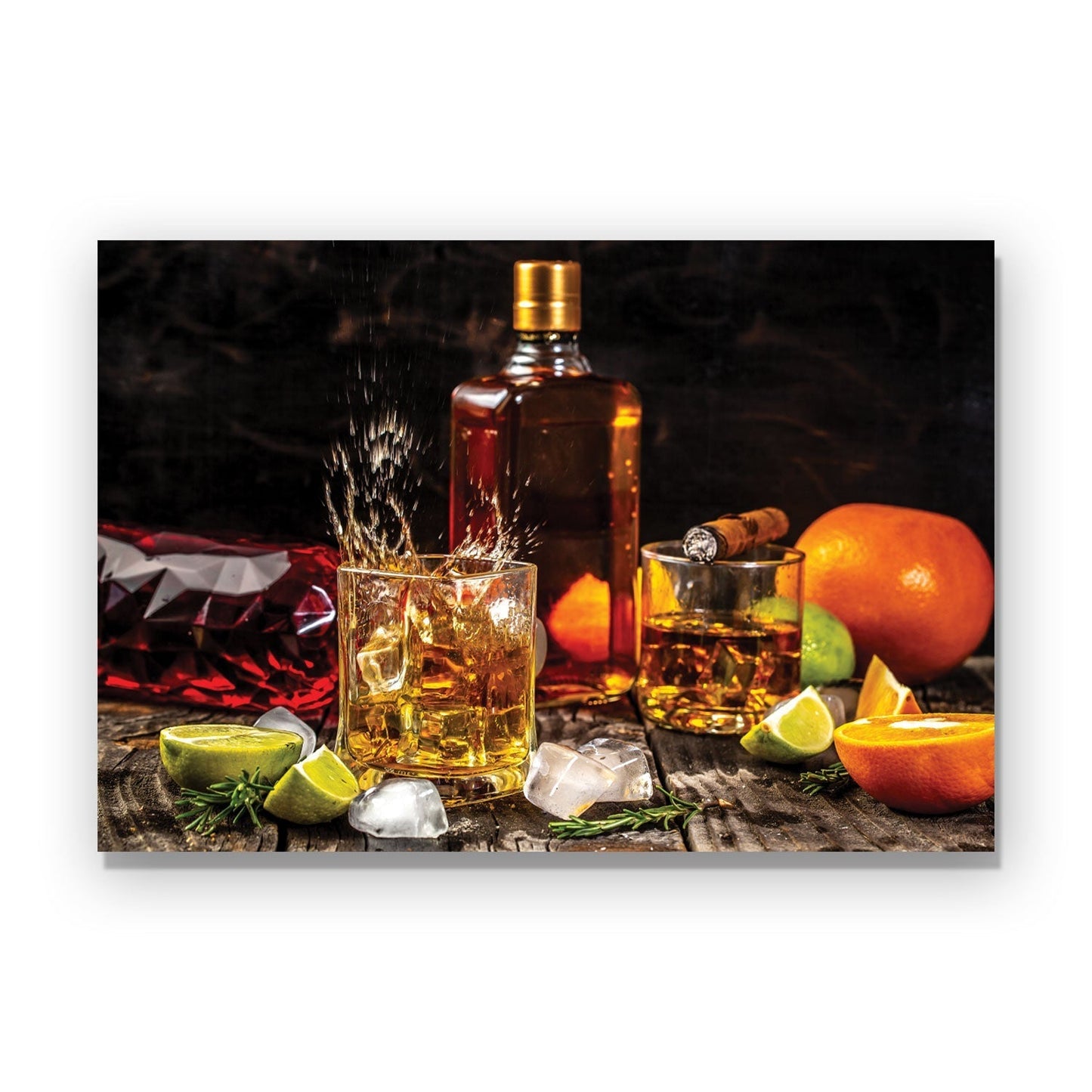MIDNIGHT Whiskey Splashes on Dark Serenity Modern Wall Art TG