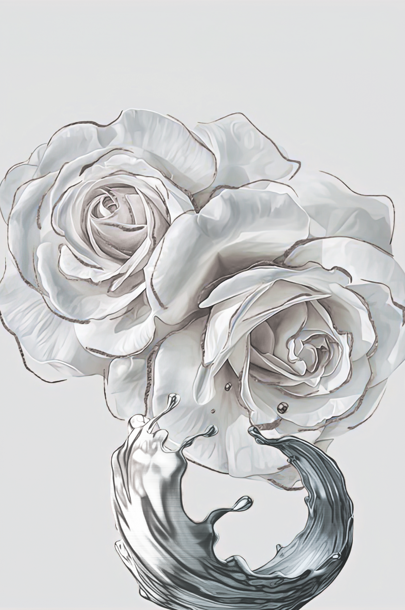 SULC-27 LETO White Rose With Silver Edge Modern Acrylic Wall Art