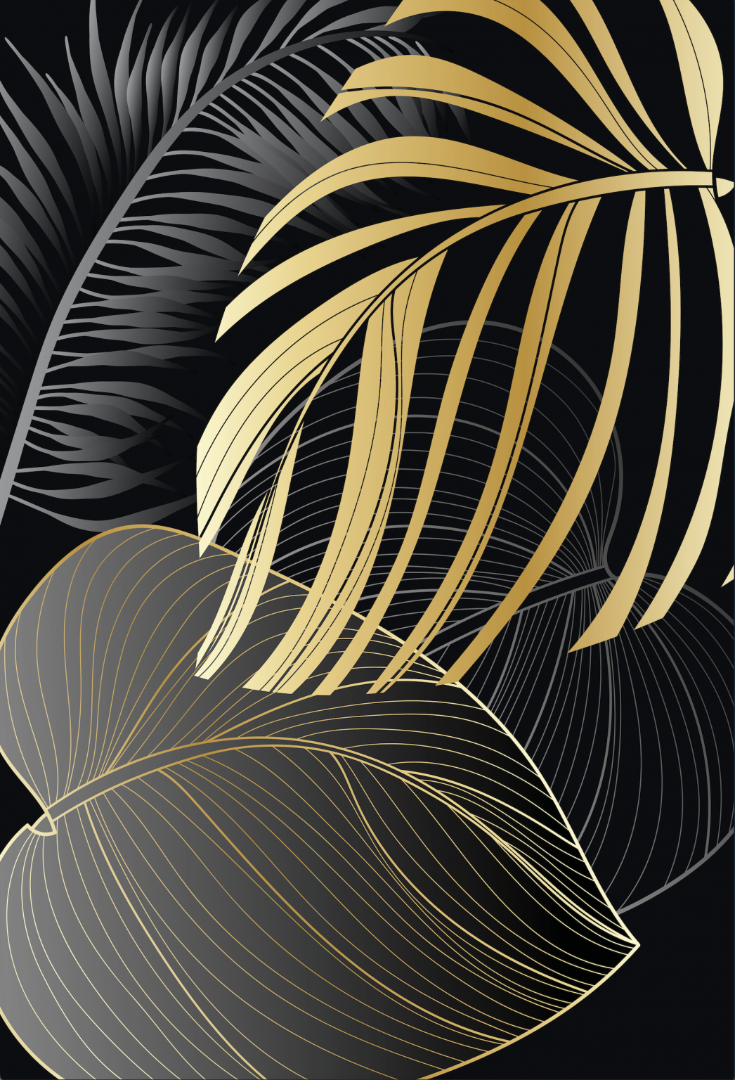 PALC-50 DION Gold Leaves Modern Acrylic Wall Art