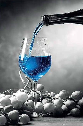 SULC-67 BACCHUS Blue Wine Glasses Modern Wall Art TG