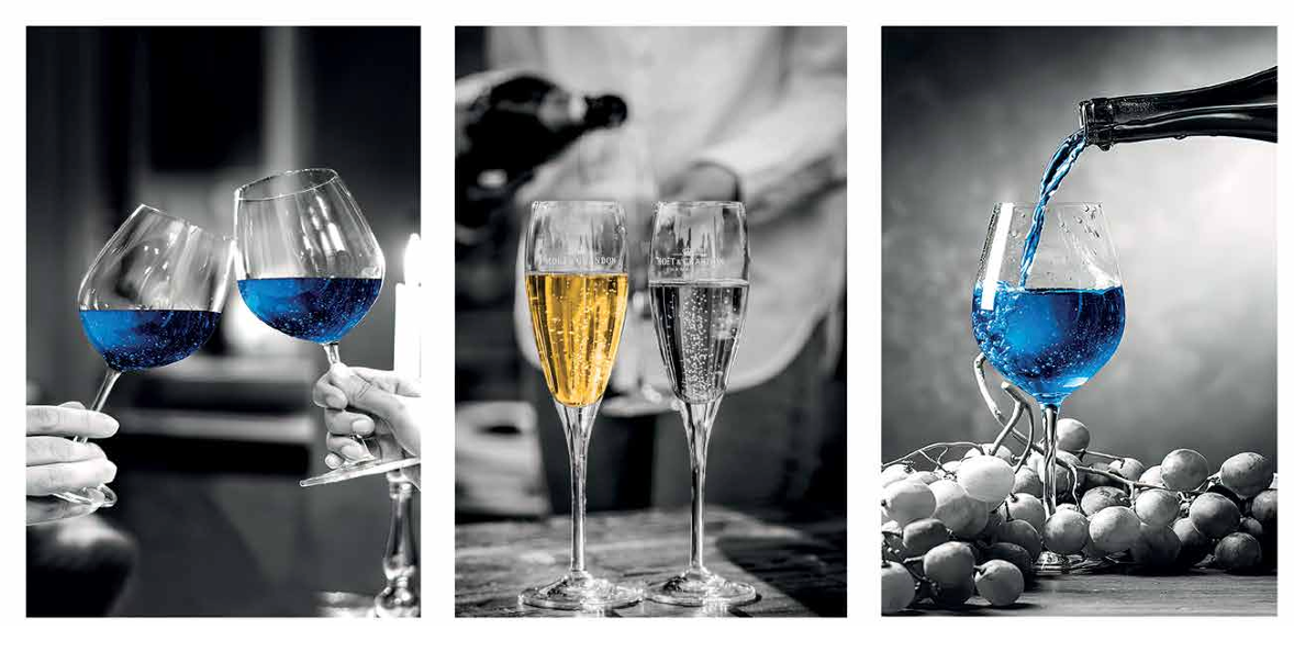 SULC-67 BACCHUS Blue Wine Glasses Modern Wall Art TG