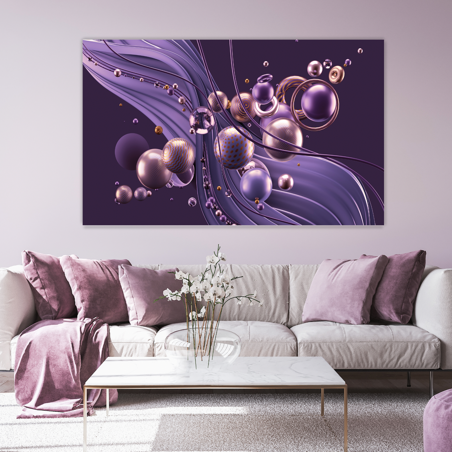 SULC-02 ODYSSEY Purple 3D Abstract Elements Modern Wall Art TG