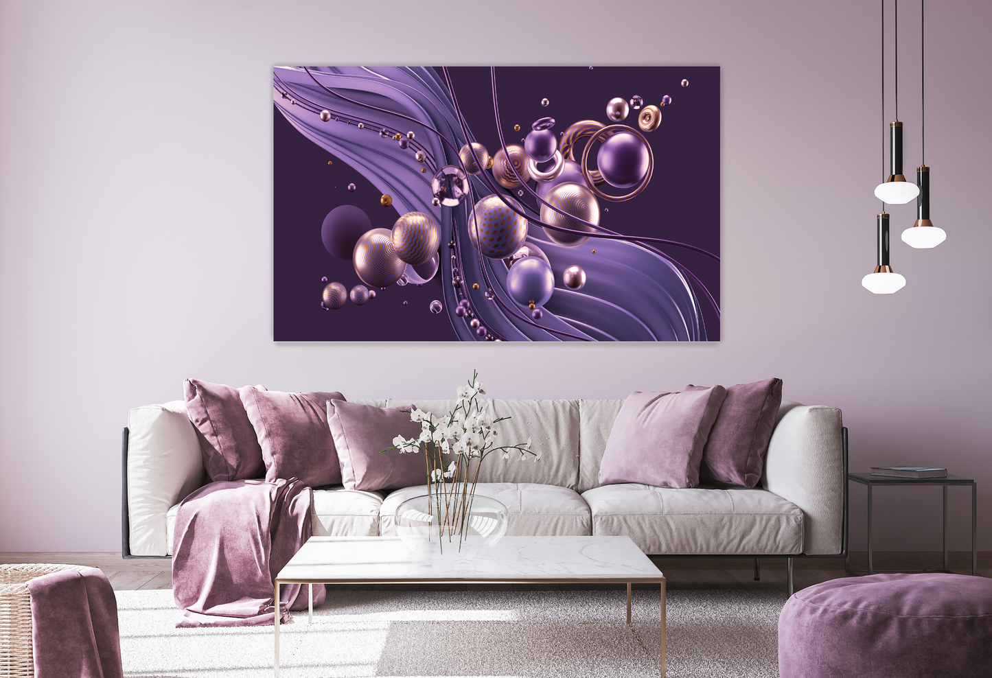 SULC-02 ODYSSEY Purple 3D Abstract Elements Modern Acrylic Wall Art