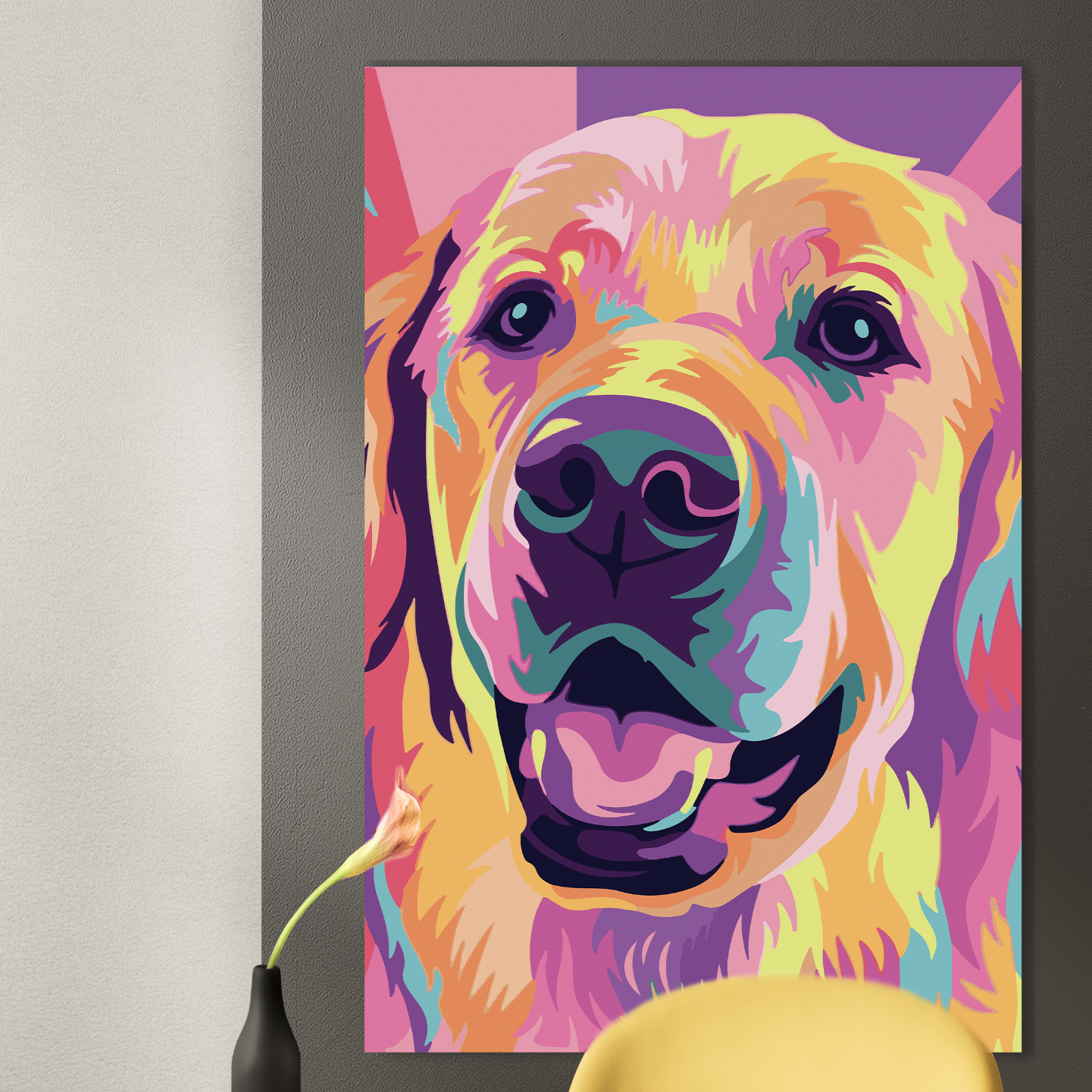 POP-10 GOLDEN Retriever Pop Art Modern Acrylic Wall Art