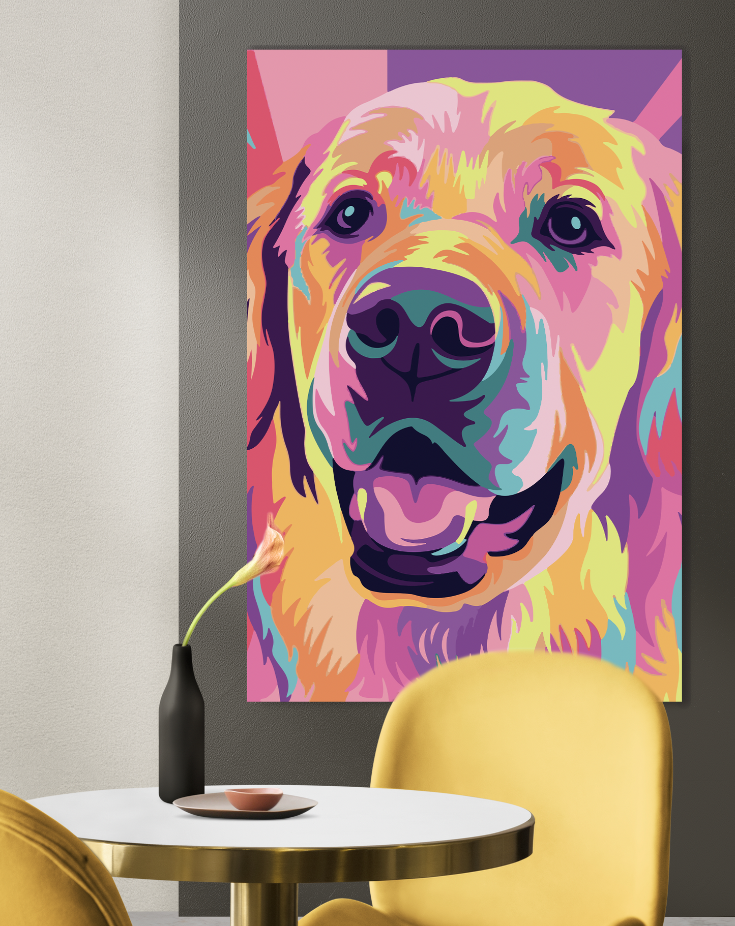 POP-10 GOLDEN Retriever Pop Art Modern Acrylic Wall Art
