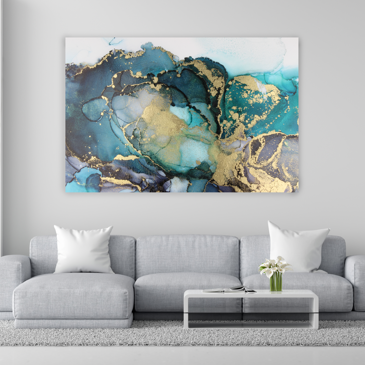 NC-64 GOLD OCEAN Abstract Bliss Modern Wall Art