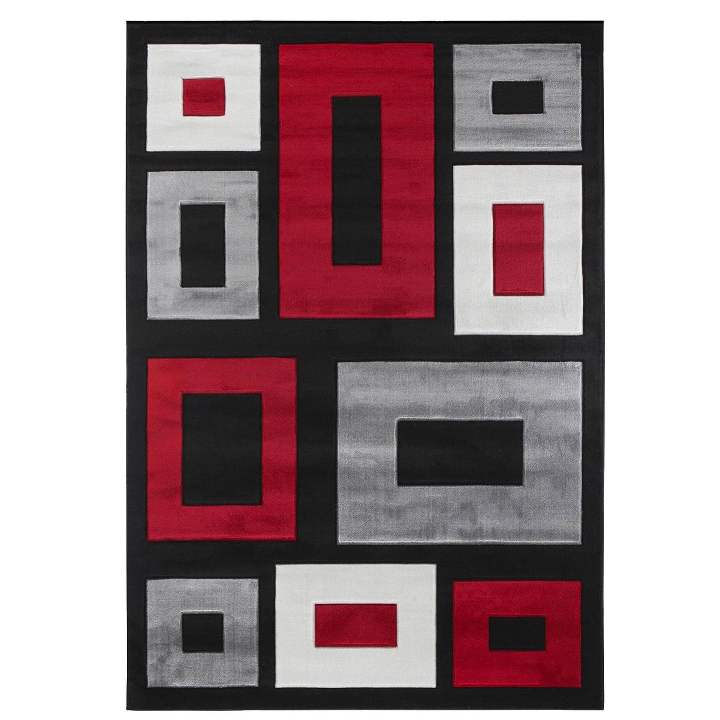 GRMI28 VALE Red and Grey Rectangles Rug