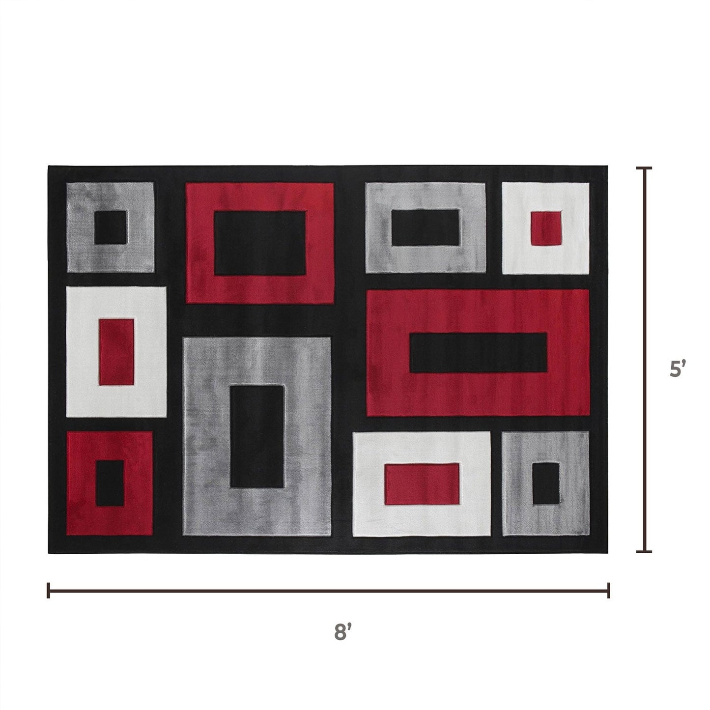 GRMI28 VALE Red and Grey Rectangles Rug