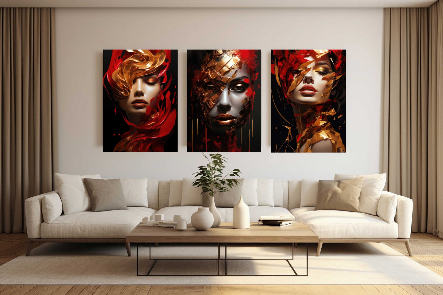 NC-114 ZENRA Gold Adarna Modern Acrylic Wall Art