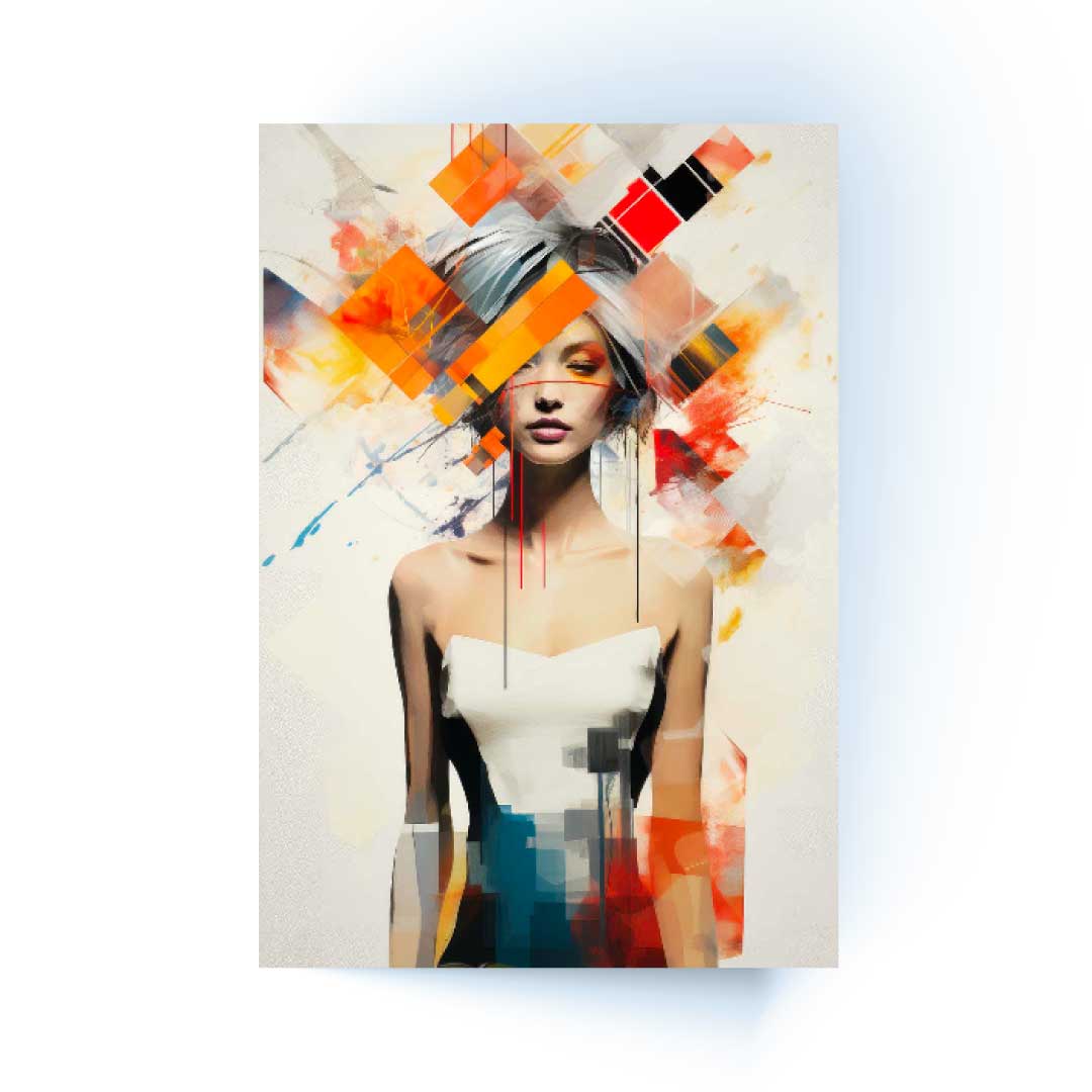 NC-113 SYLON Woman with Colorful Hair Modern Acrylic Wall Art