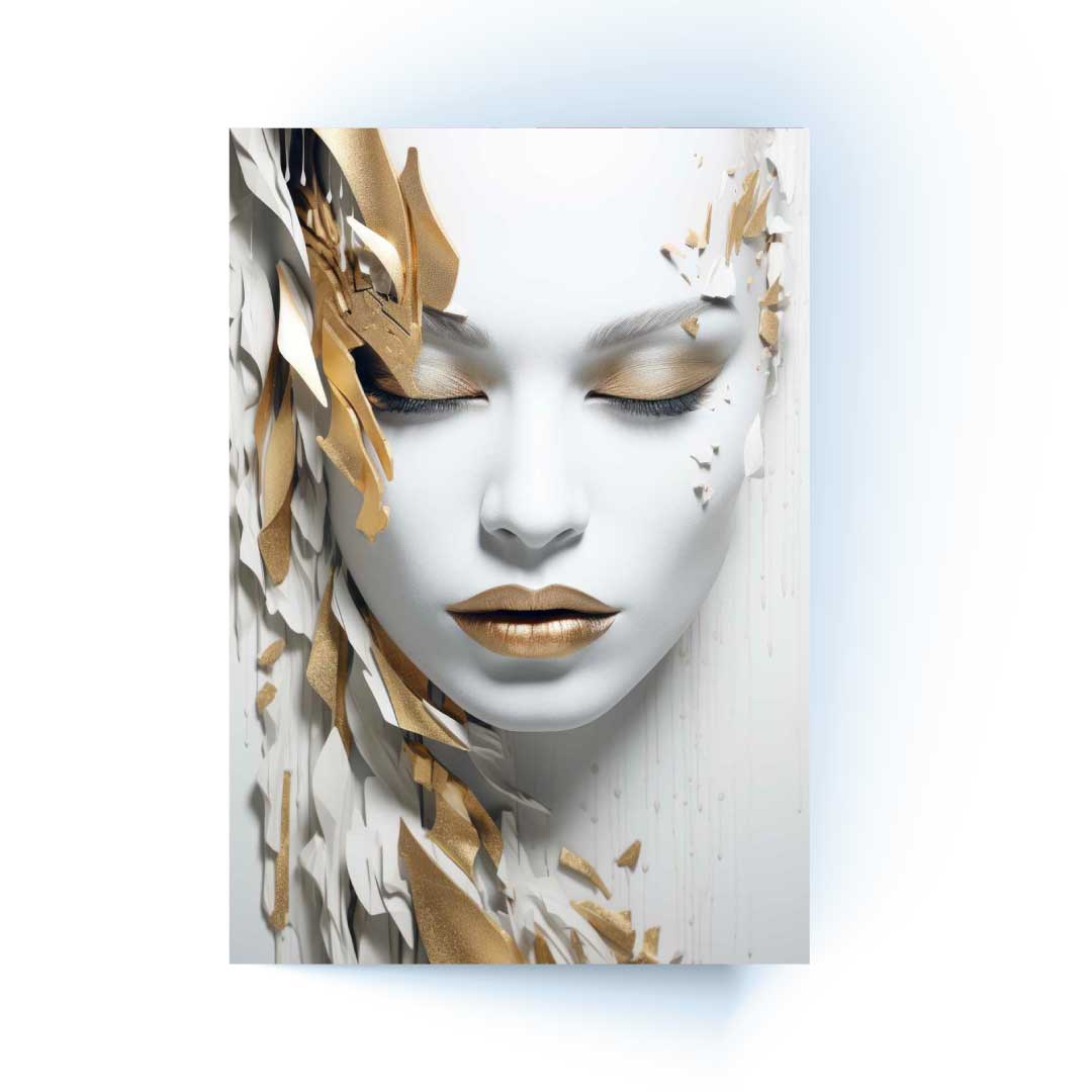 NC-115 PLYLON Woman with Gold Splash Modern Acrylic Wall Art