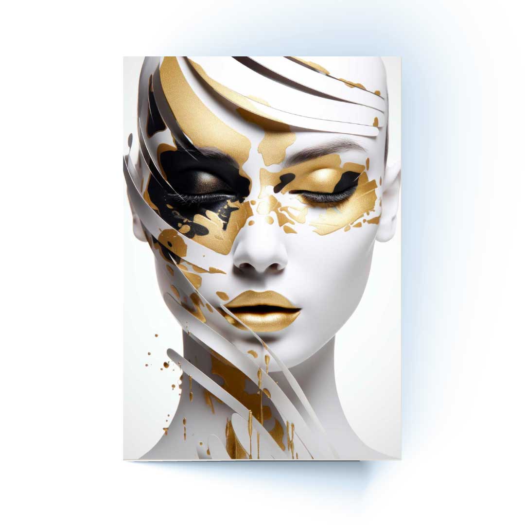 NC-115 PLYLON Woman with Gold Splash Modern Acrylic Wall Art