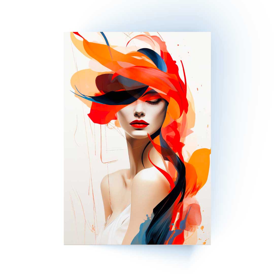 NC-117 KYBER Colorful Woman in Hat Modern Wall Art TG