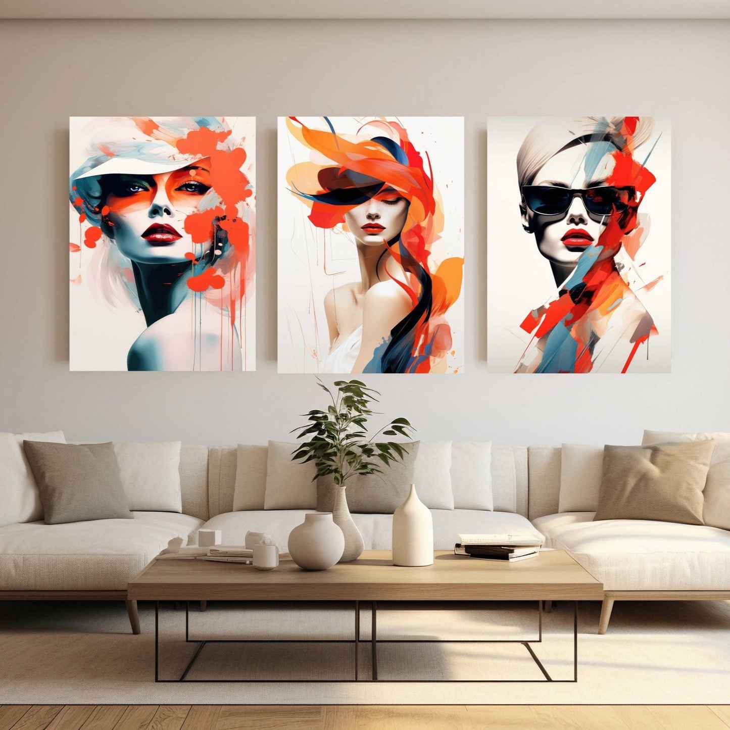 NC-117 KYBER Colorful Woman in Hat Modern Wall Art TG