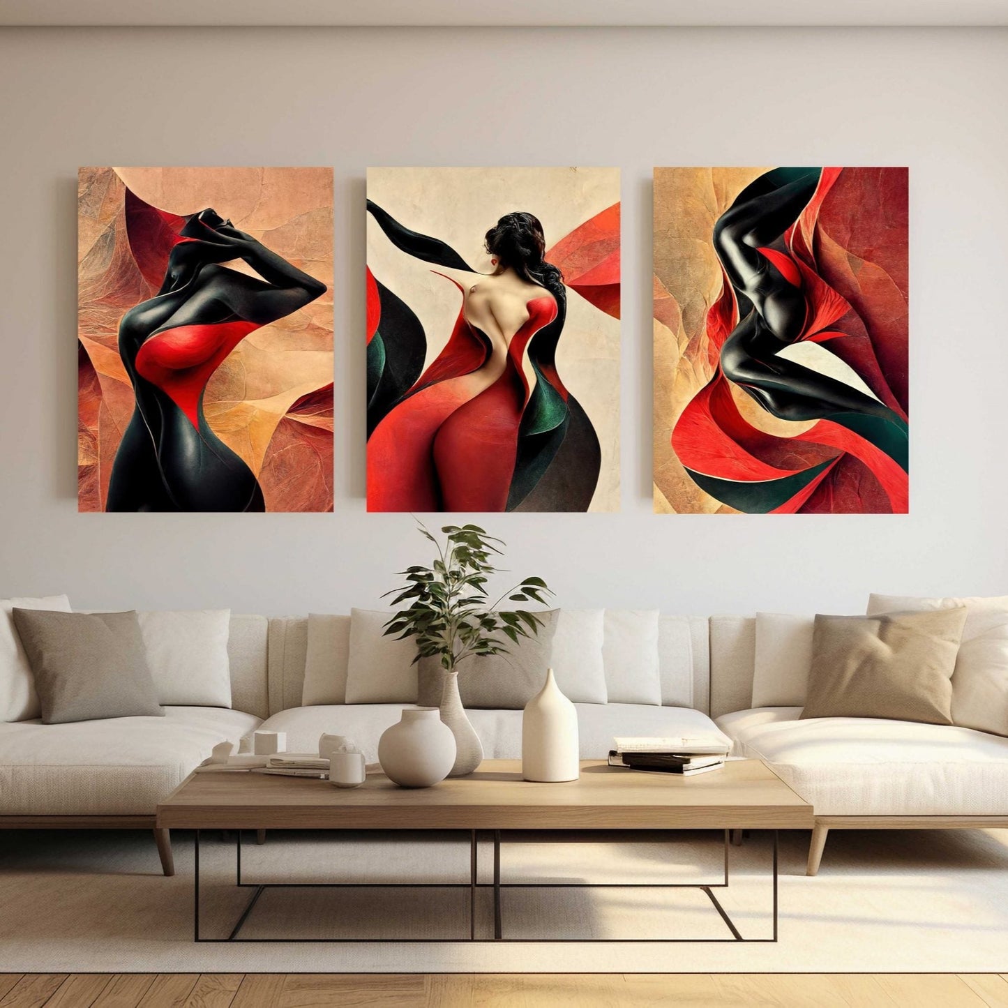 ZENTAR Red Woman Silhouette Modern Acrylic Wall Art