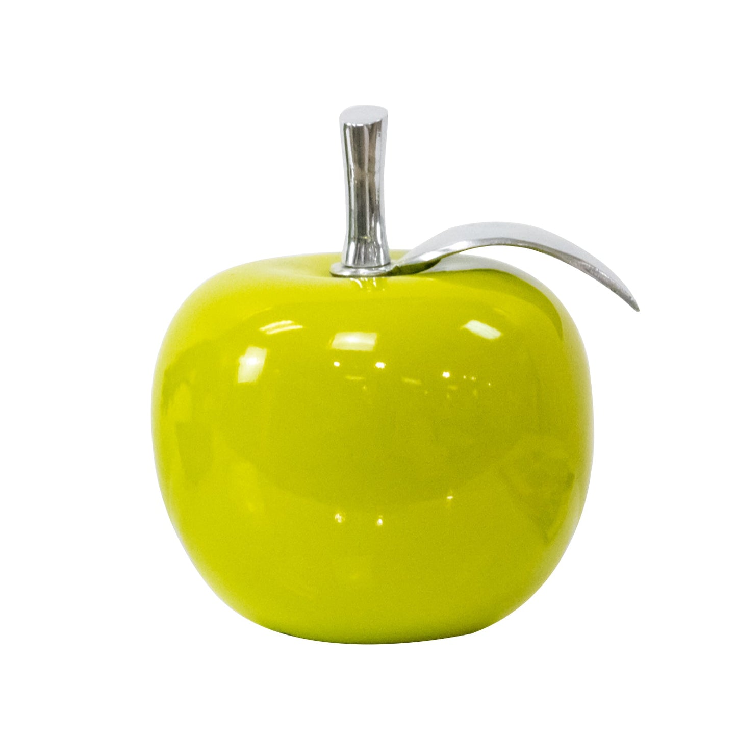 G759 APPLE Lemon Green with Polished Aluminum Leaf Home Decor