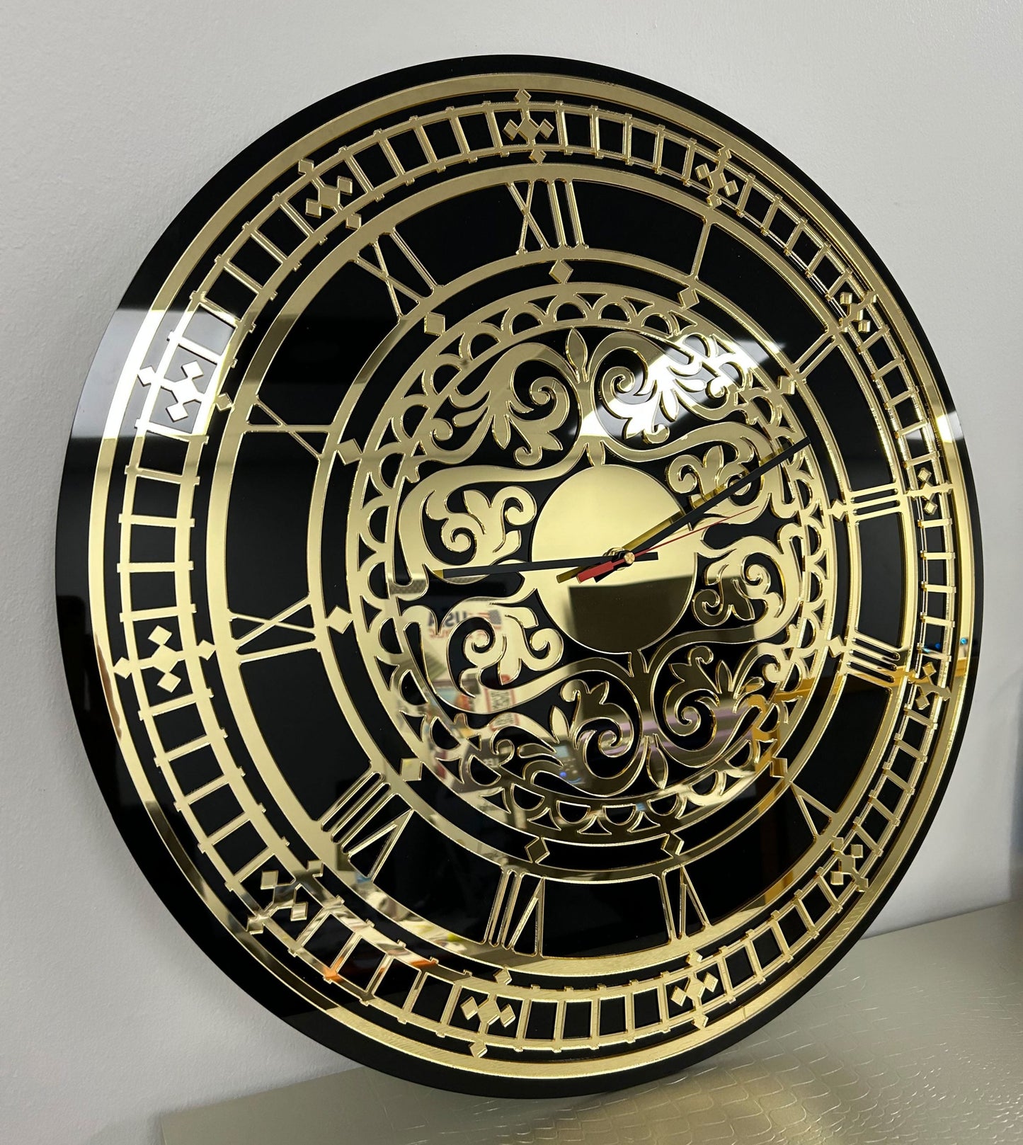 ARABESCO Modern Acrylic Mirror Art Wall Clock