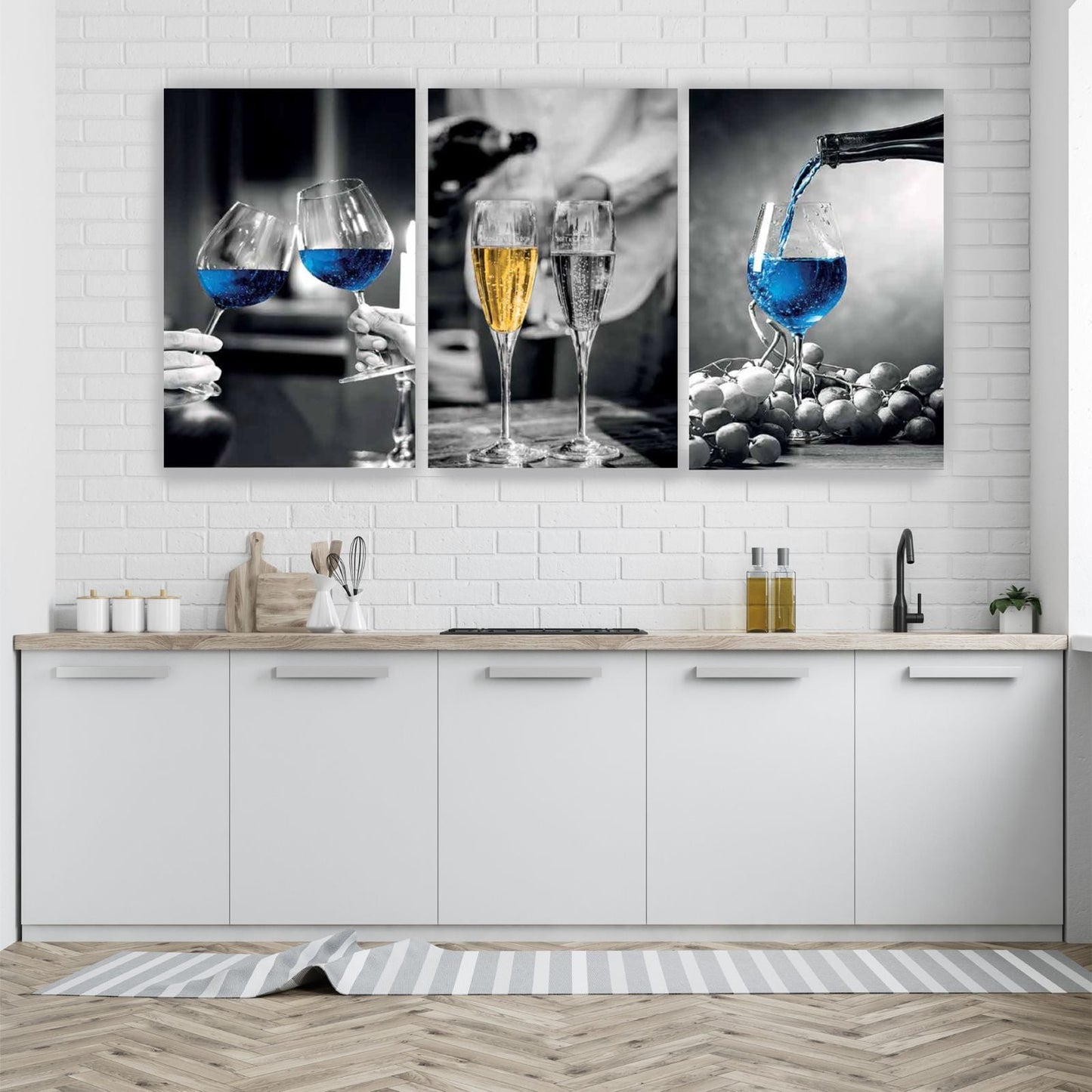 SULC-67 BACCHUS Blue Wine Glasses Modern Wall Art TG
