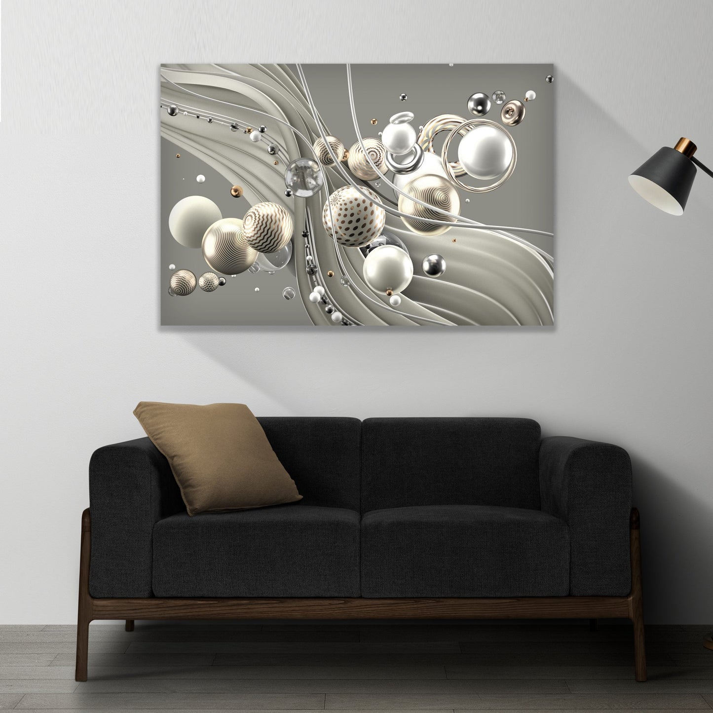 SULC-02 ODYSSEY Champagne Abstract Elements Modern Acrylic Wall Art TG