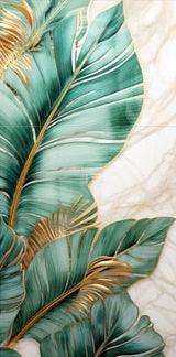 NC-105 CALISTA II Green Leaves Modern Wall Art TG