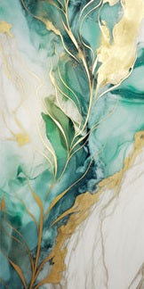 NC-105 CALISTA II Green Leaves Modern Acrylic Wall Art