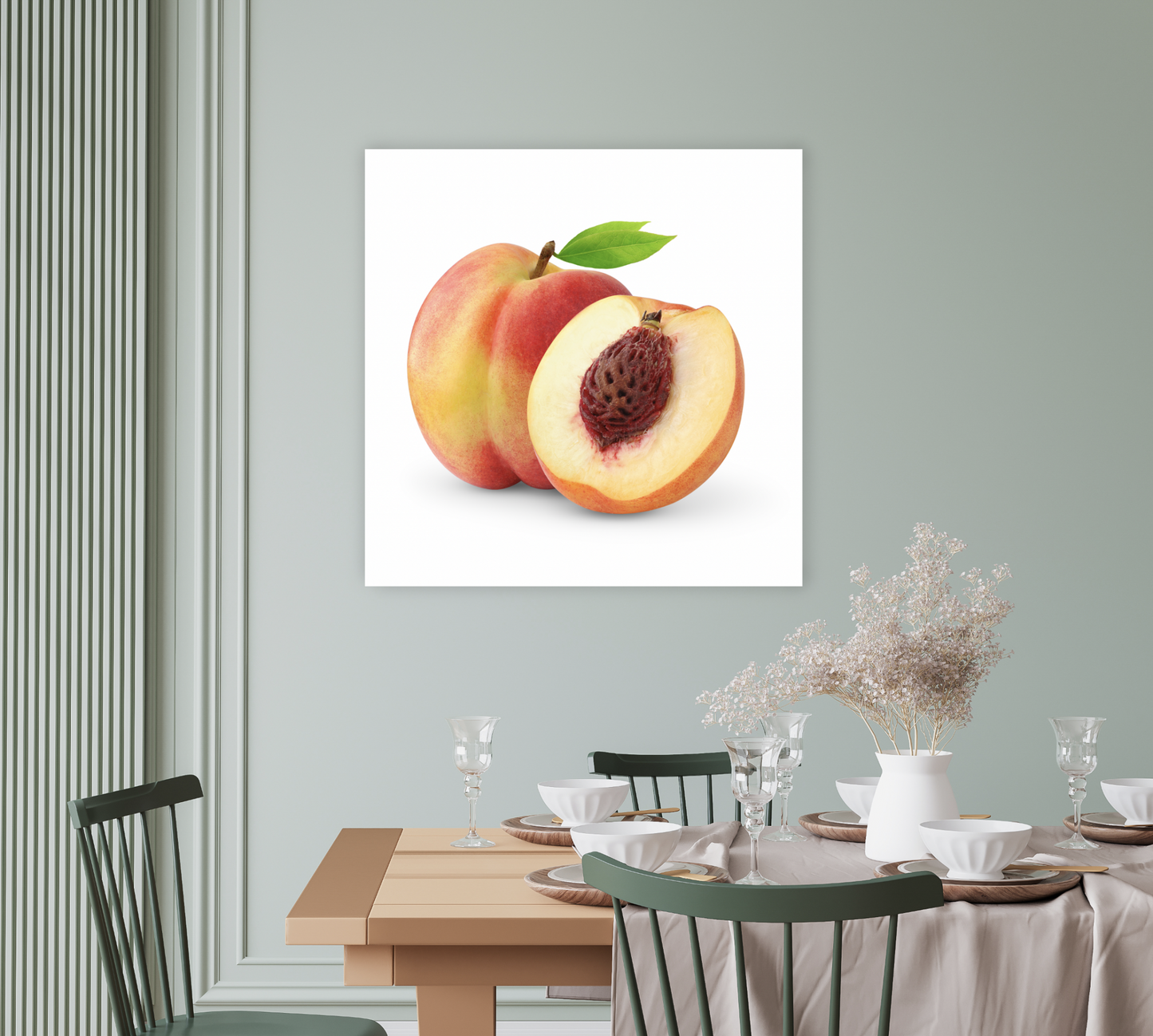NC-63 PEACHES Kitchen or Dining Tempered Glass Print TG