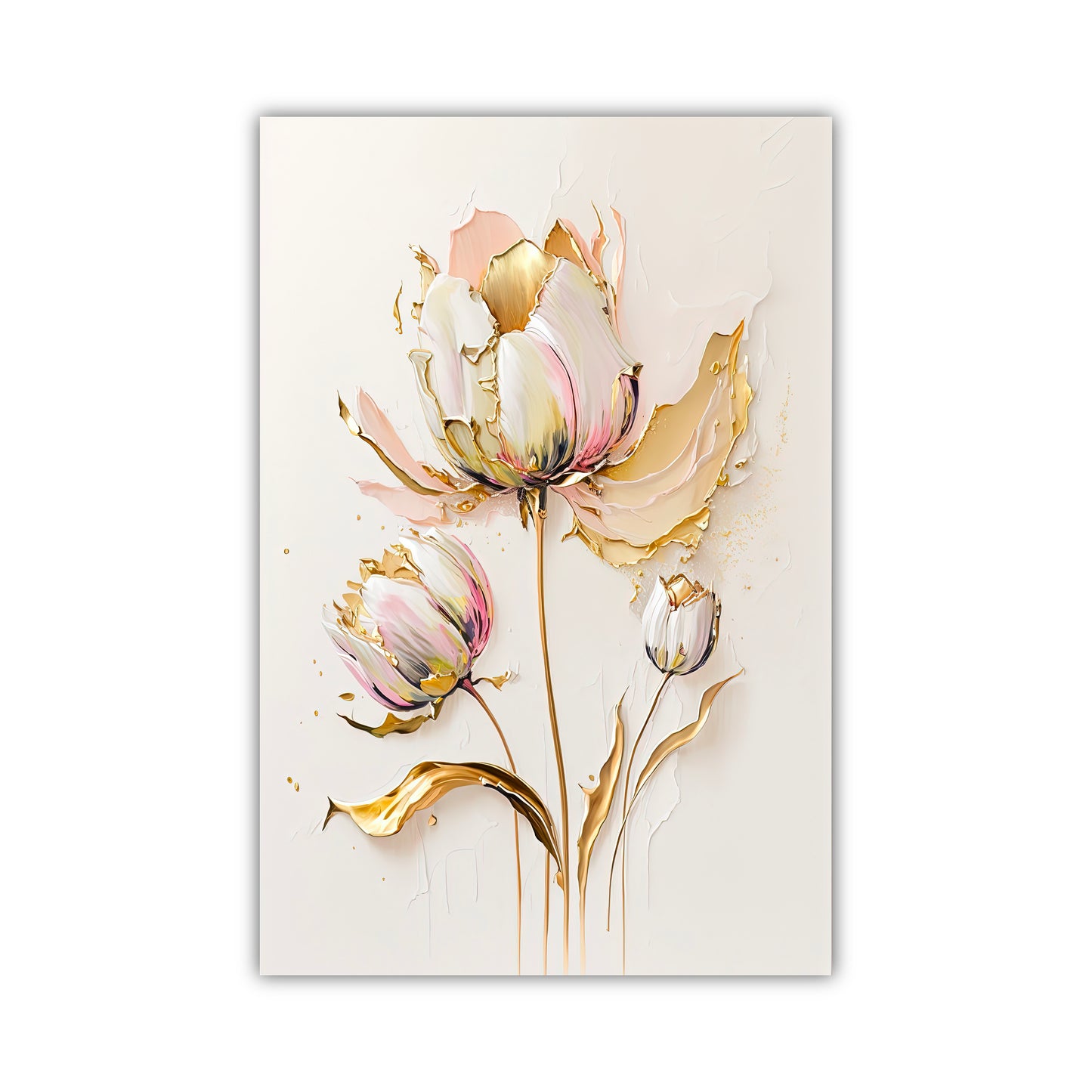 SP-04 BLOOMING Gold & Pink Modern Wall Art
