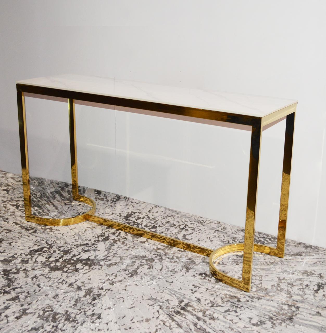 AZUL Shiny Gold and Marble Design Console Table