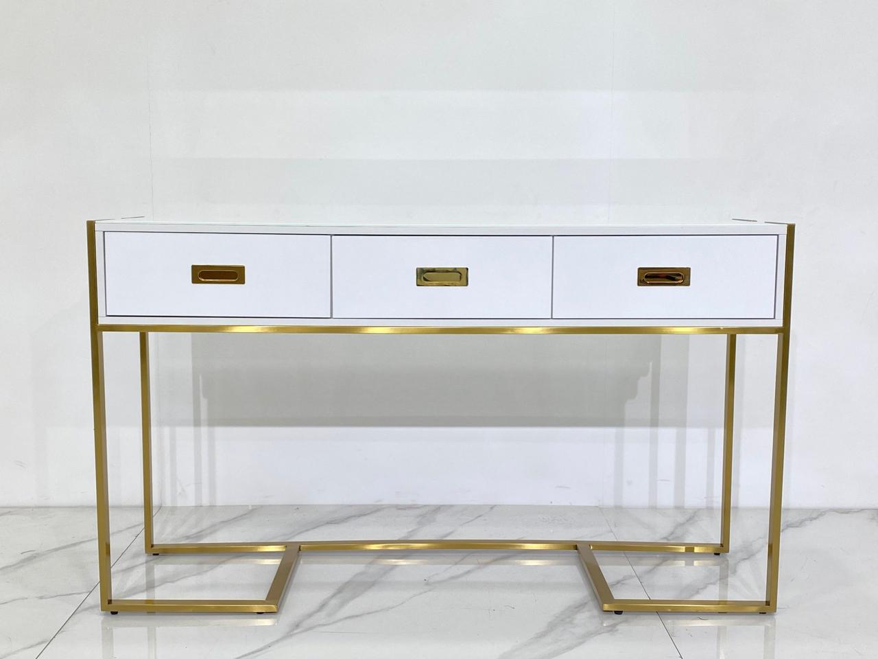 MARE Console Table Glossy White & Gold