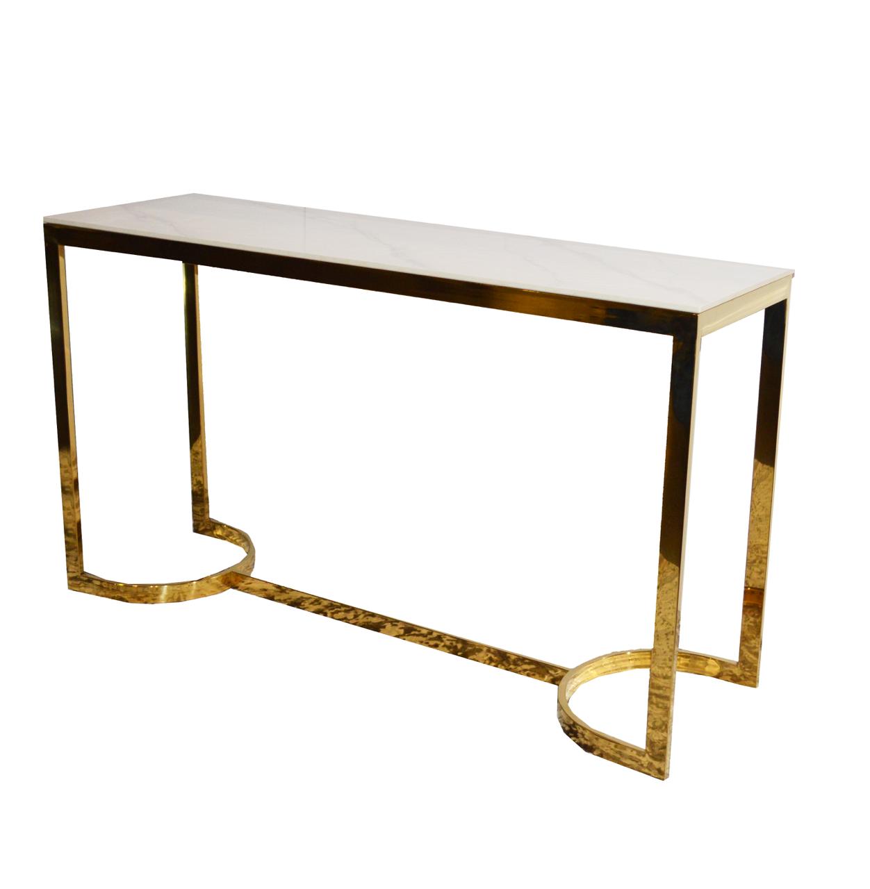 AZUL Shiny Gold and Marble Design Console Table