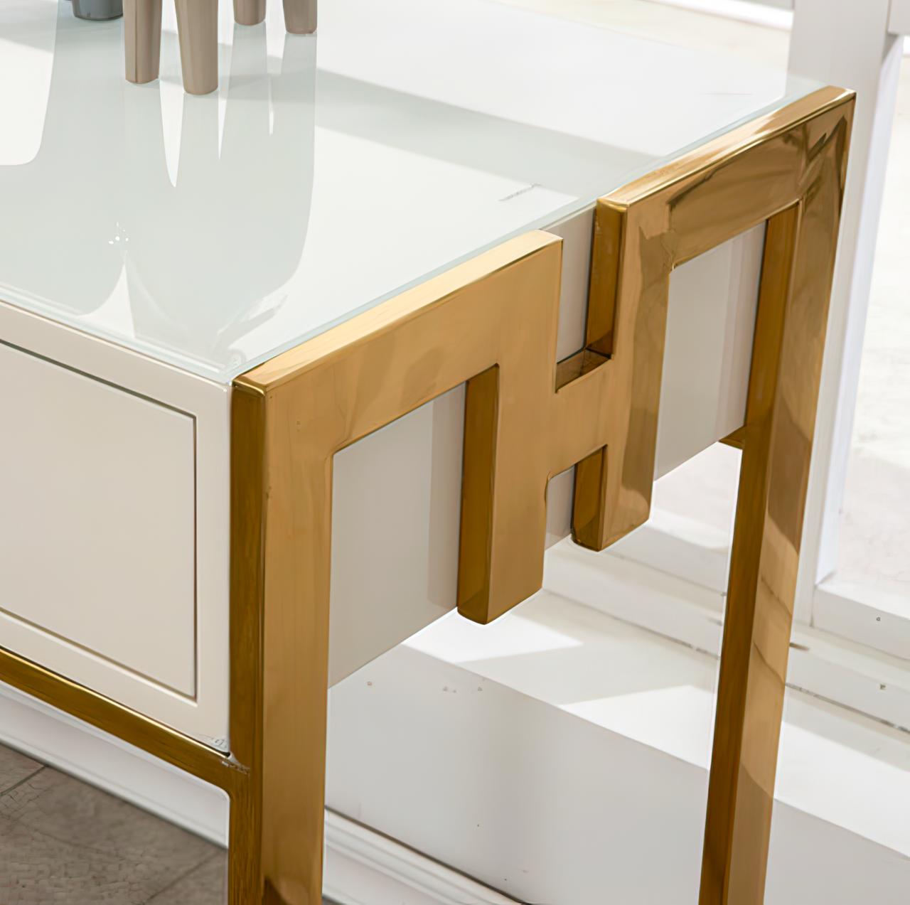 MARE Console Table Glossy White & Gold