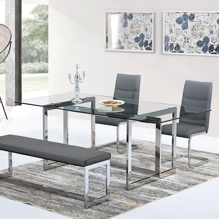 T-480 BELLE Tempered Glass Rectangular Table