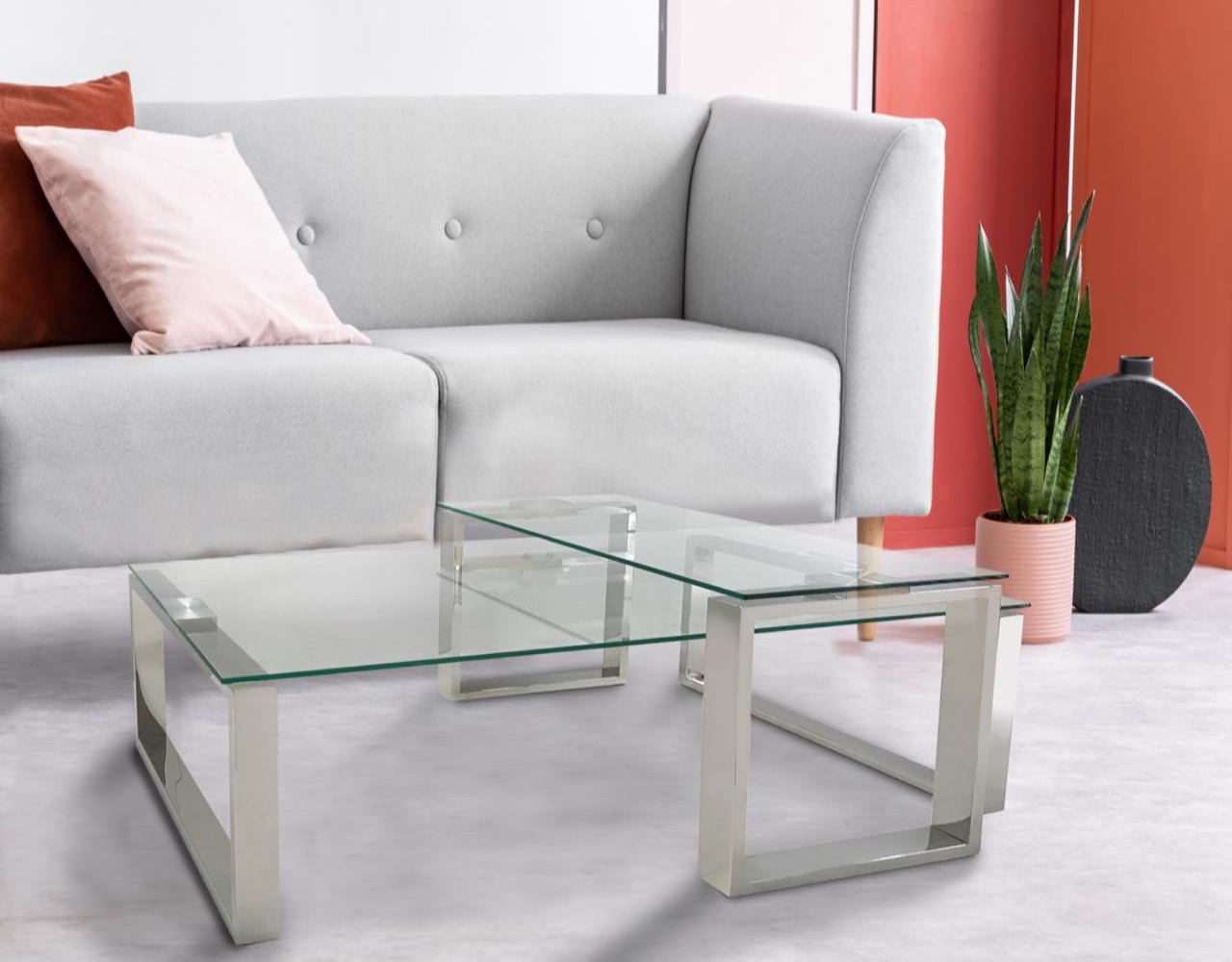 STELLA Silver Coffee Table and End Table Combo