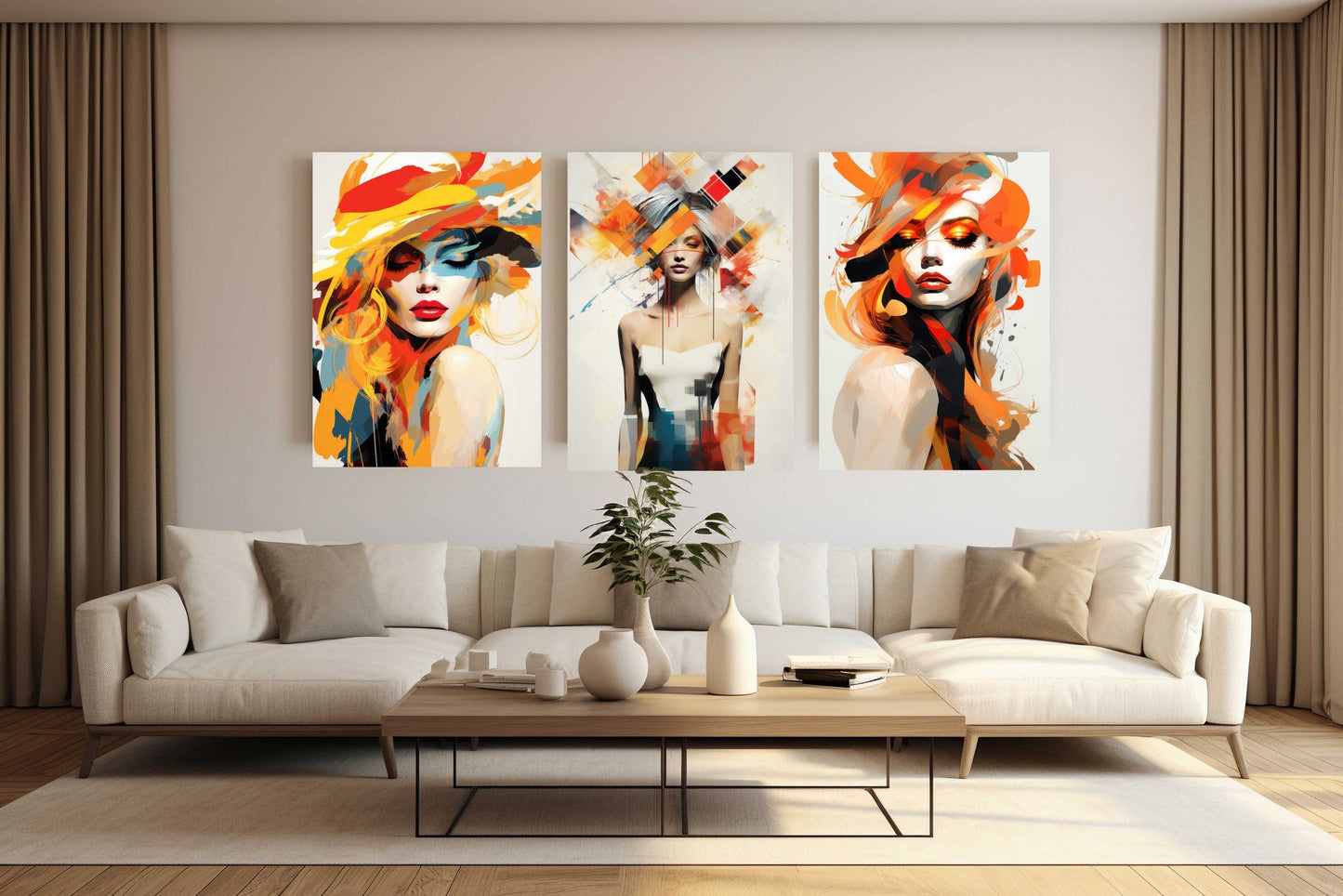 NC-113 SYLON Woman with Colorful Hair Modern Acrylic Wall Art