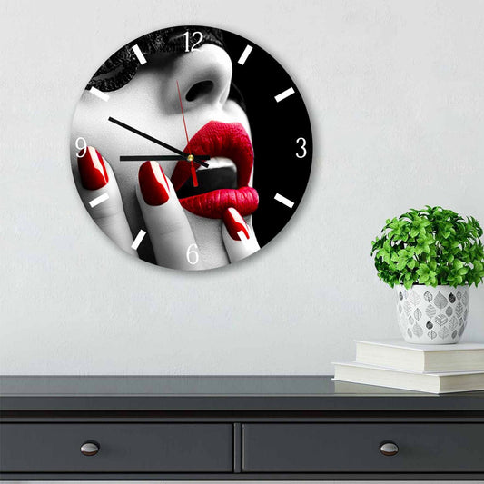 FELLY Red Lips Acrylic Wall Clock