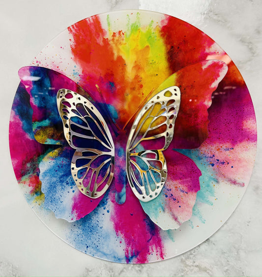 KYREL 3D Red Butterfly Acrylic Mirror Prints