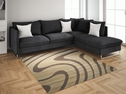 GR-1011 3D SHAGGY Rug Winding Brown Beige Pattern