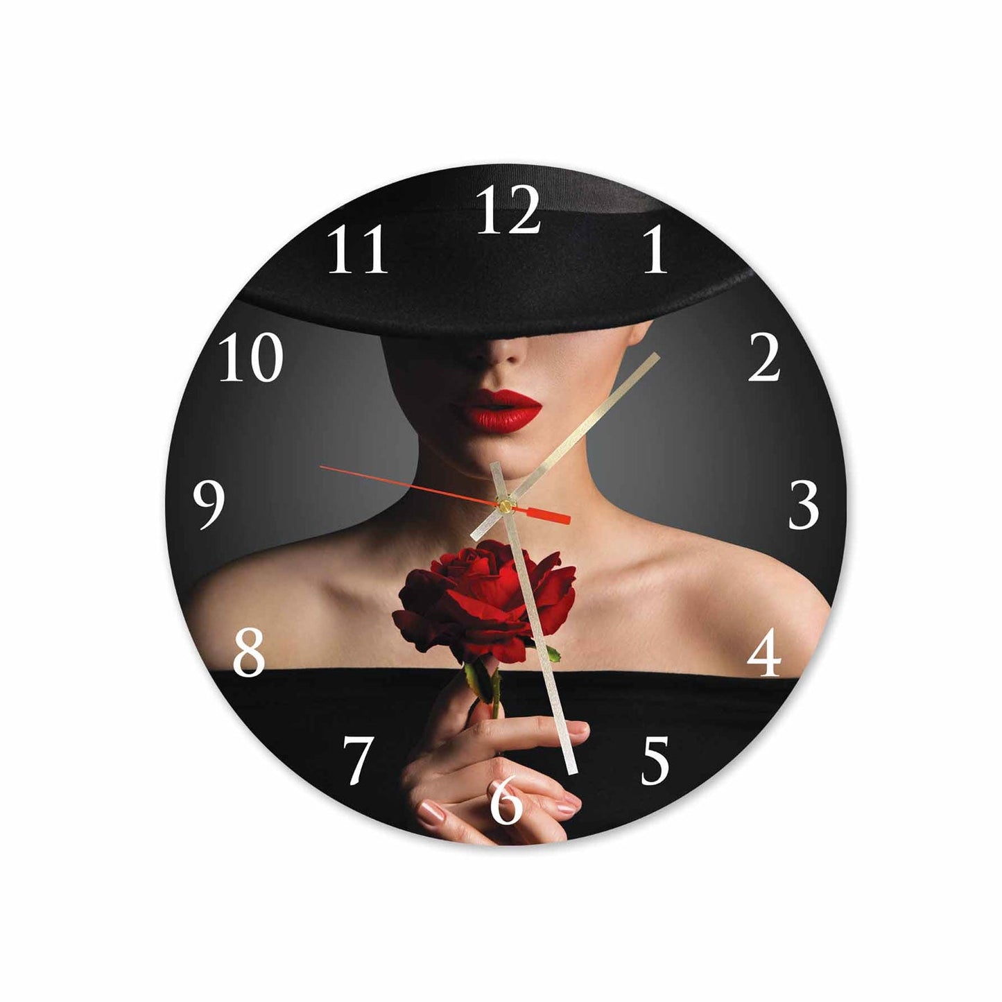 ANNE Women With Rose Acrylic Wall Clock