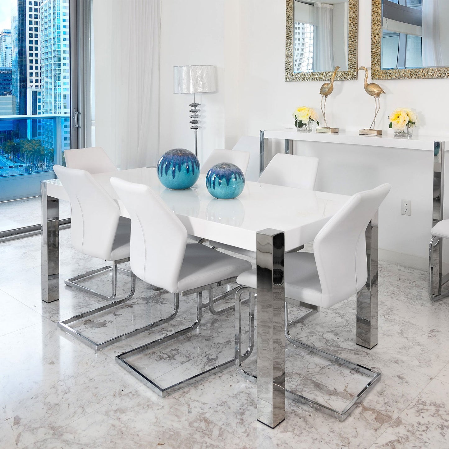 PARIS Glossy White Rectangular Dining Table