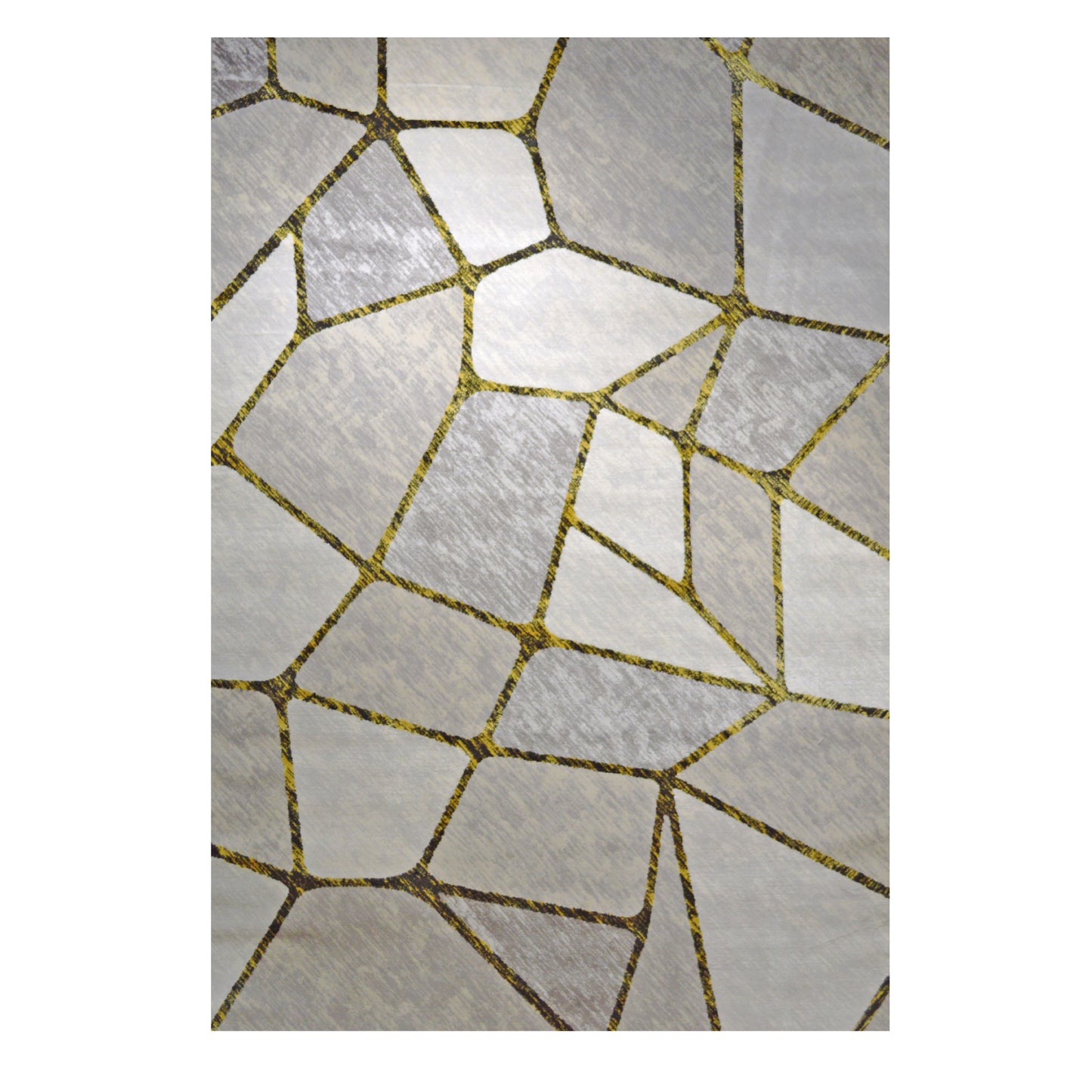 GS-6213 GRY ANTIK Collection Broken Tile Pattern Grey and Gold Anthracite Rug