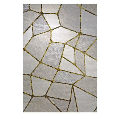 GS-6213 GRY ANTIK Collection Broken Tile Pattern Grey and Gold Anthracite Rug