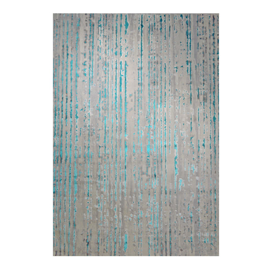 GS-7983 TUR ANTIK Collection Grey and Turquoise Scattered Lines Pattern Rug
